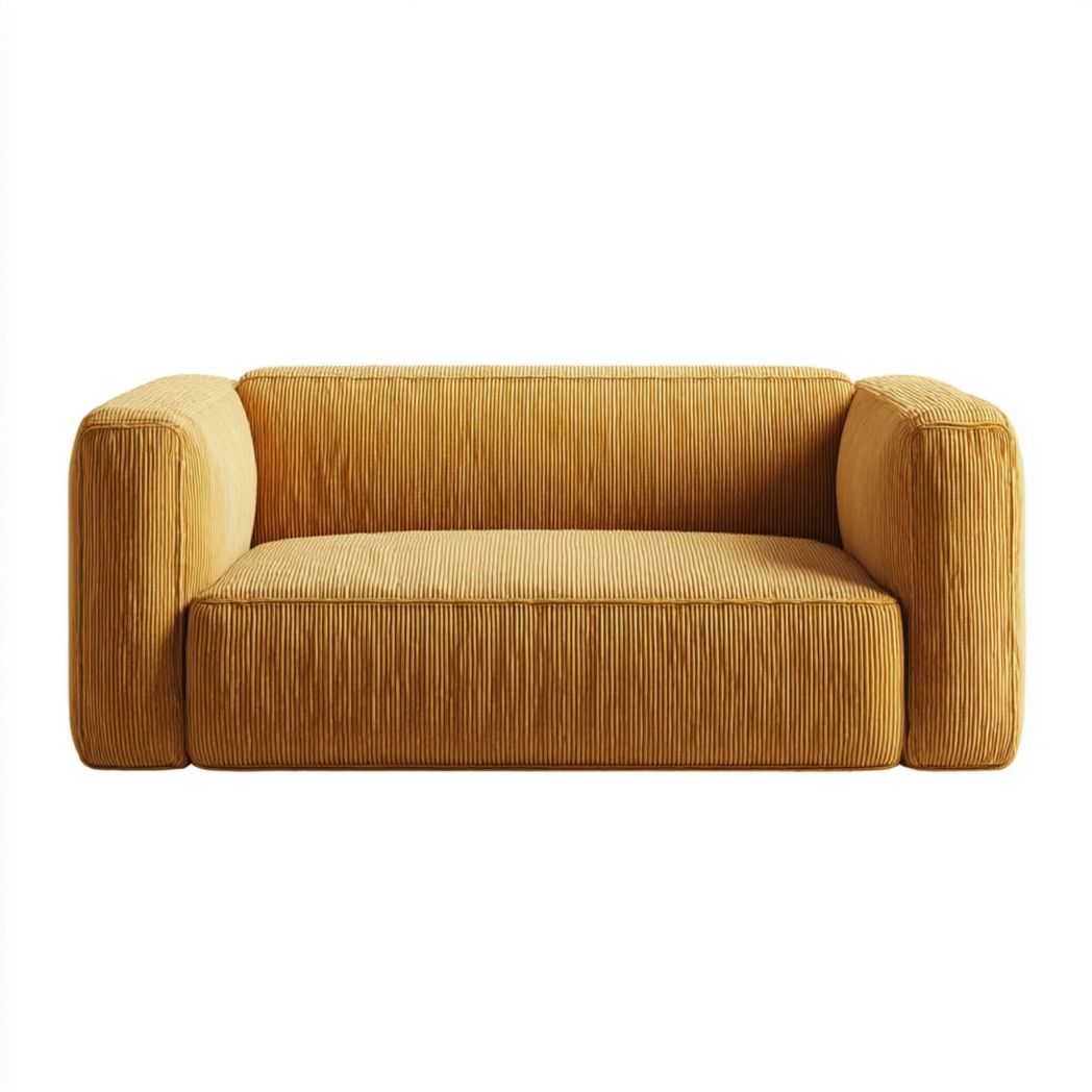 Canapé 2 places en tissu velours côtelé jaune-Modern Europa