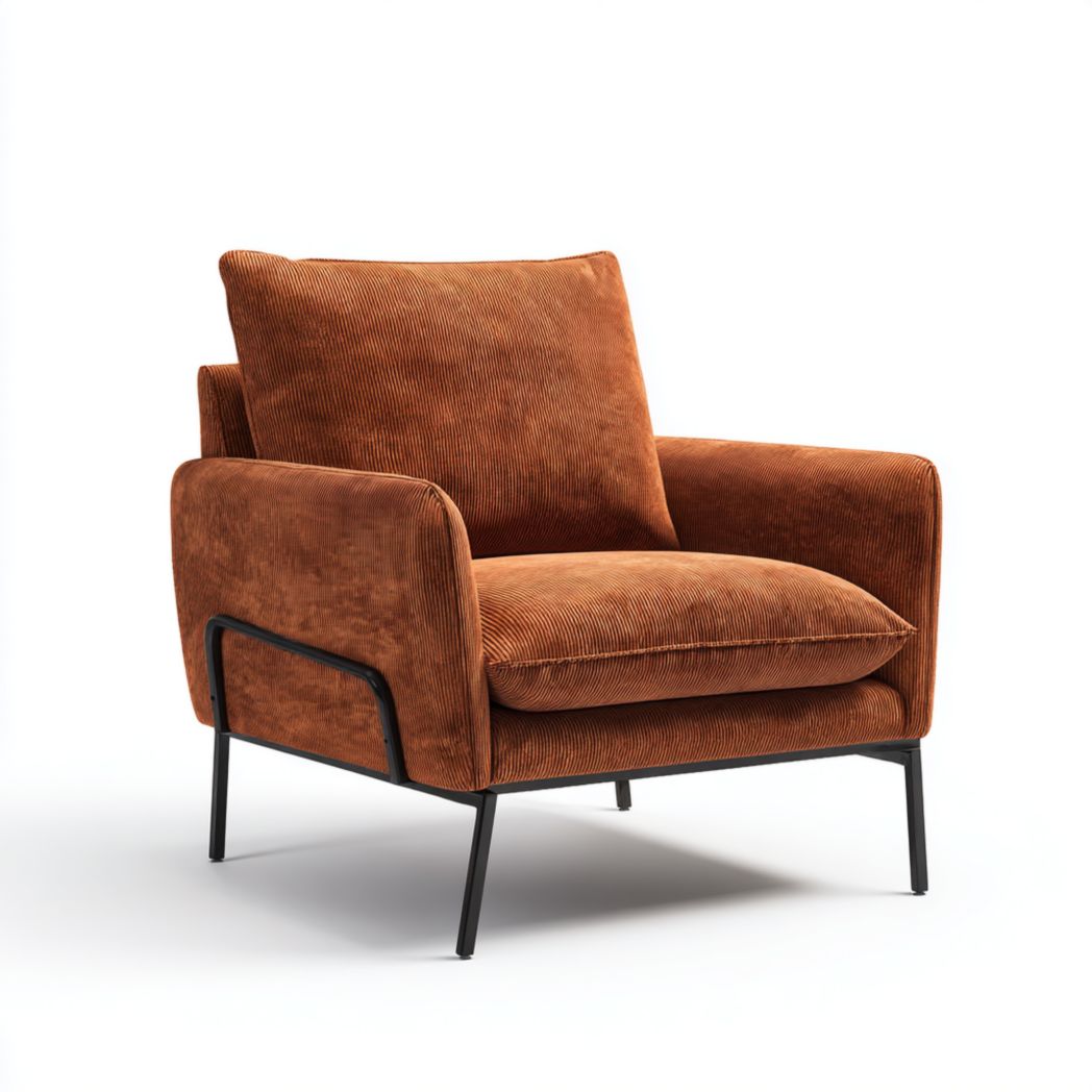 Fauteuil en tissu à rayures avec structure en métal noir-Modern Europa