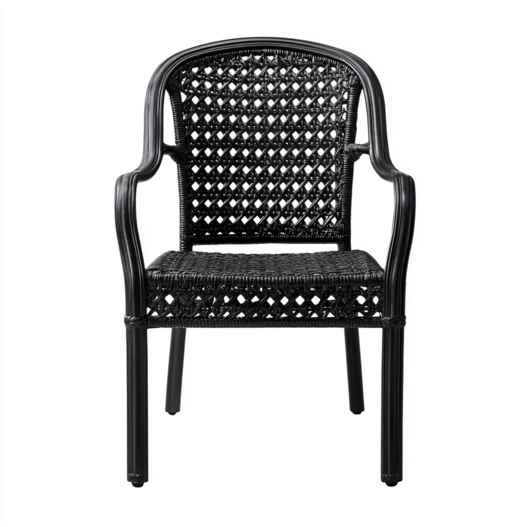 Chaise en rotin noir avec structure métallique-Modern Europa