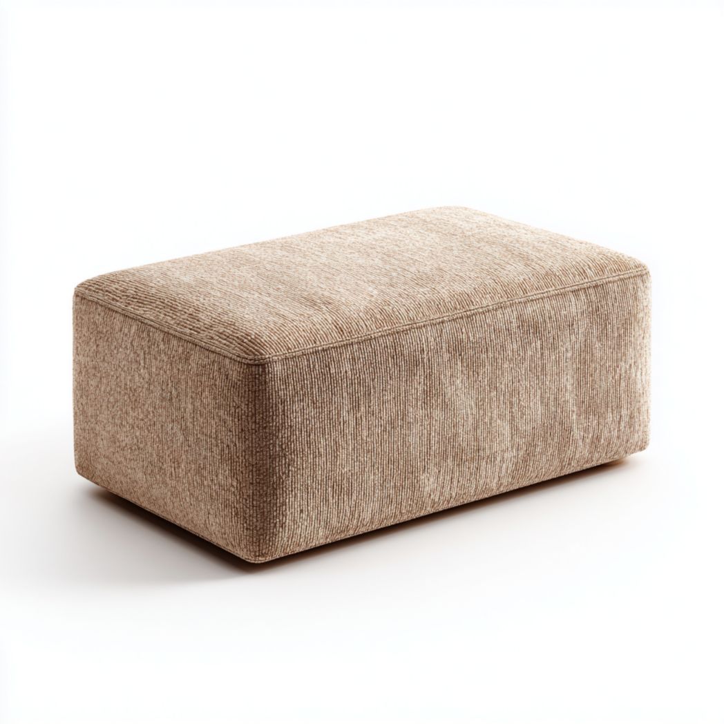 Repose-pieds rectangulaire en tissu polyester beige-Modern Europa